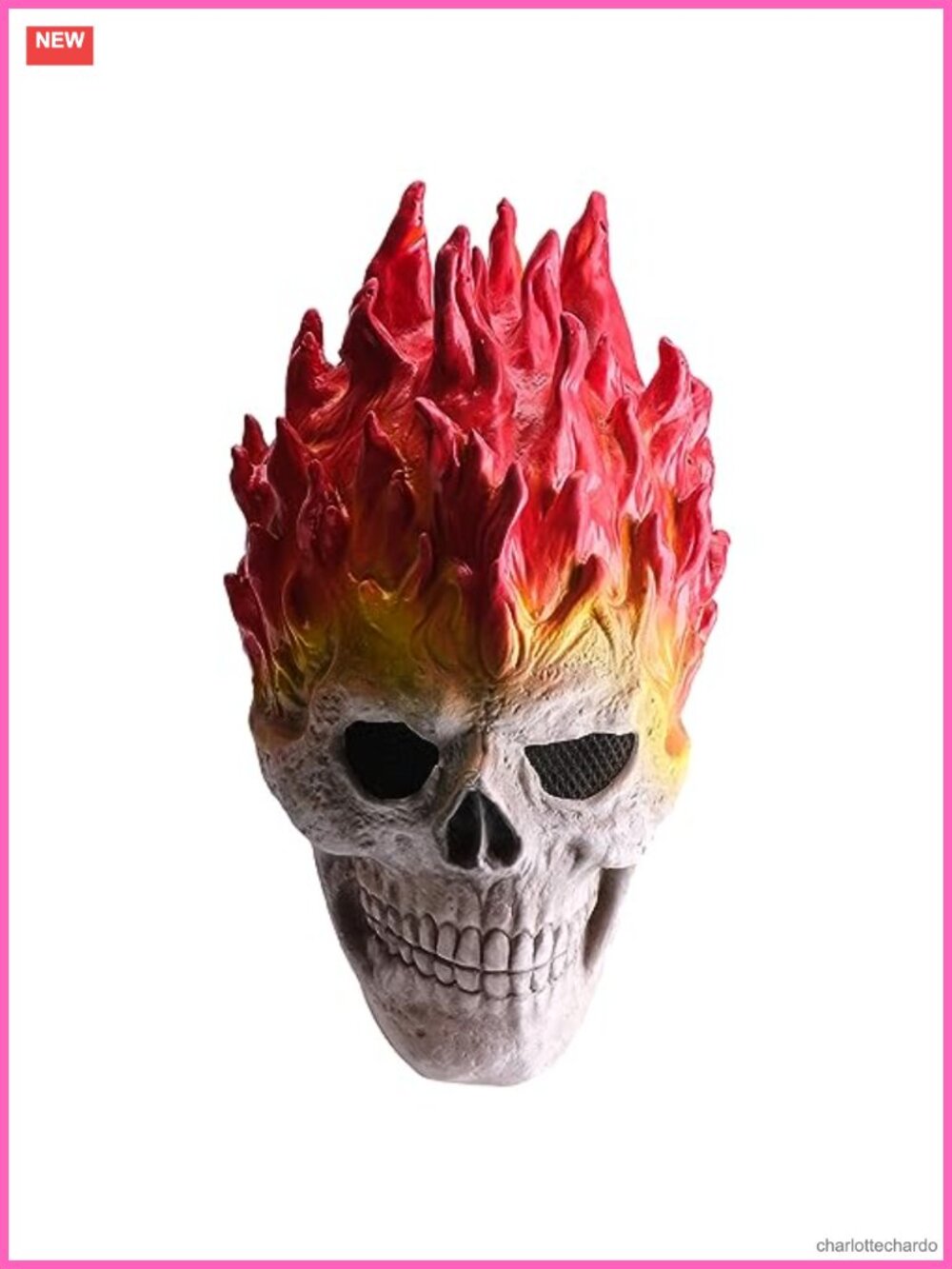Flame Skull Full Head Latex Mask Scary Skeleton Halloween Costume